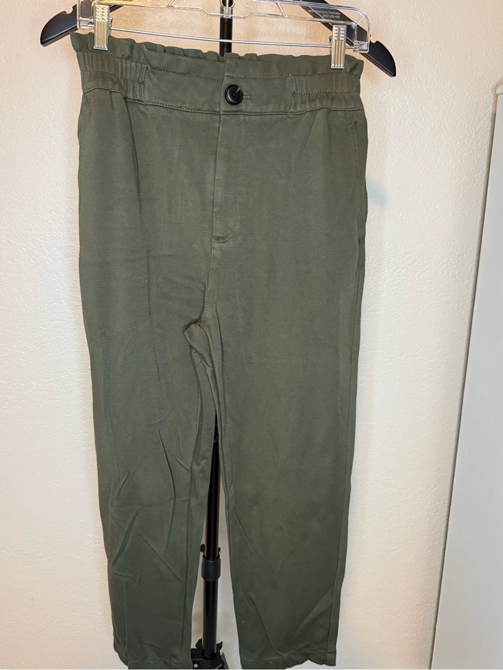 Zara Olive Green Tapered High-Waist Trousers